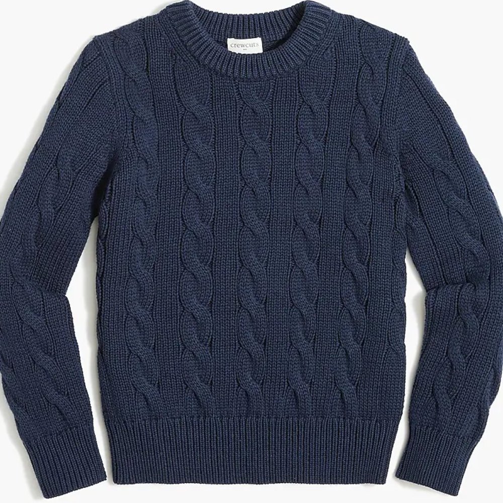 J. Crew Navy Blue Cable Knit Crewneck Sweater